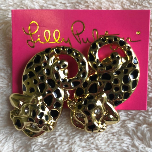 Lilly Pulitzer Jewelry - Lilly Pulitzer Leopard Gold Metallic Post Earrings